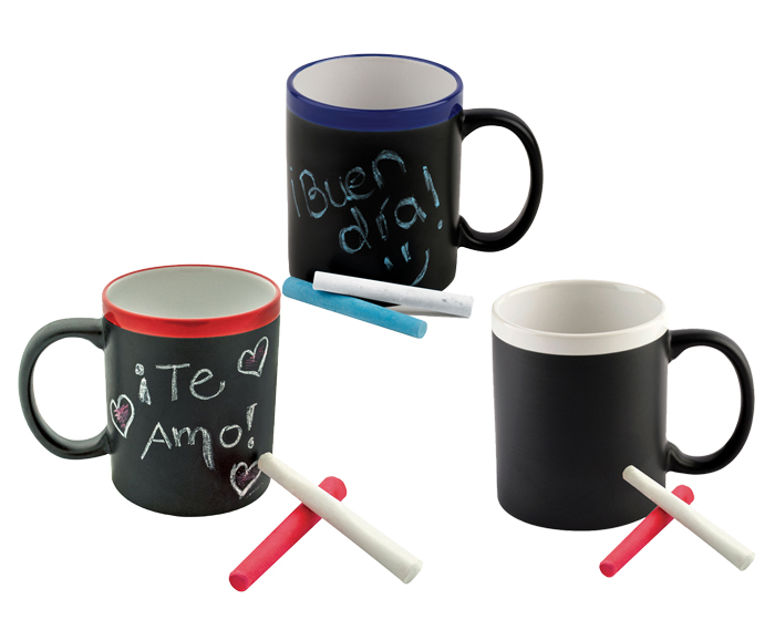 TAZA DE CERAMICA MATE COLOR BLANCO FILO ROJO C691